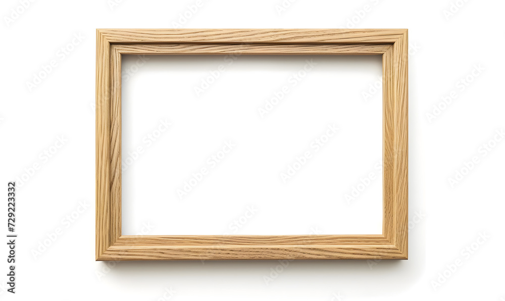 Modern oak solid wood picture frame isolated on white background, Generative AI Modern oak solid wood picture frame isolated on white background, Generative AI