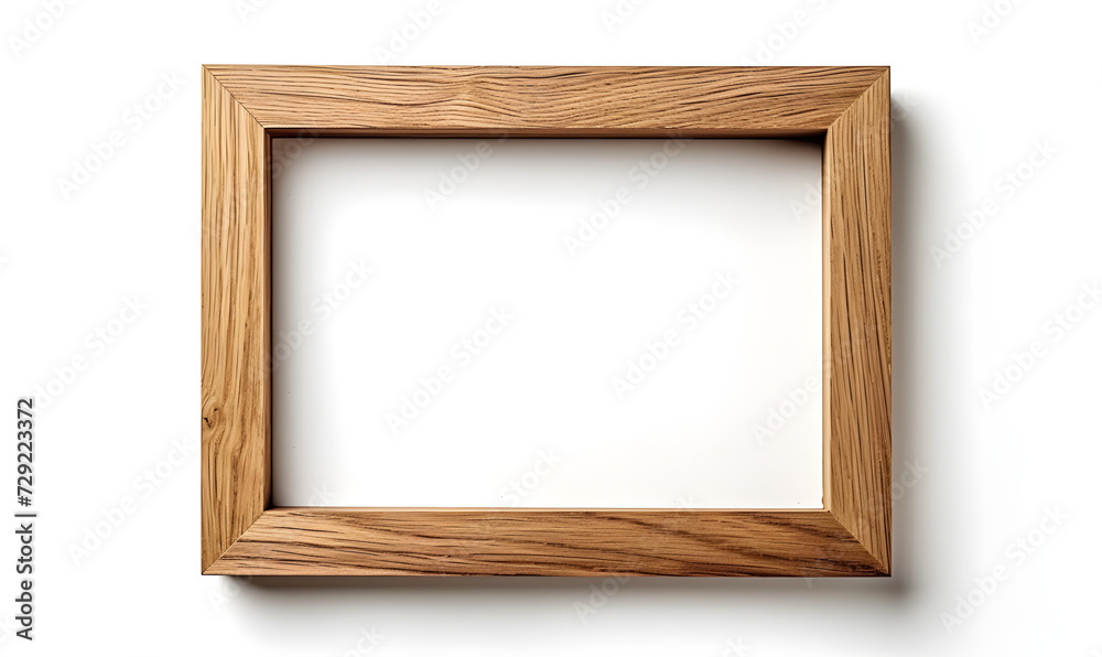 Modern oak solid wood picture frame isolated on white background, Generative AI Modern oak solid wood picture frame isolated on white background, Generative AI