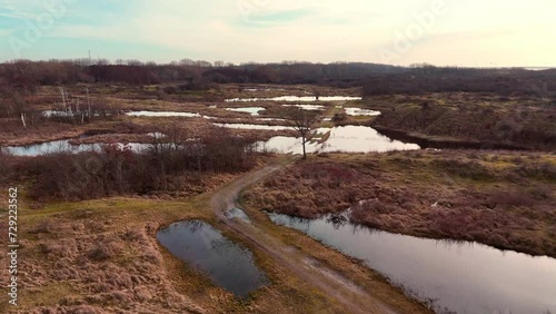 the dunes and hiking trails in Rockanje at high tide, Where there are normally walking paths, you cannot now walk drone video