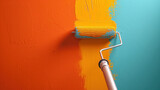 Paint Roller Being Used to Paint a Wall