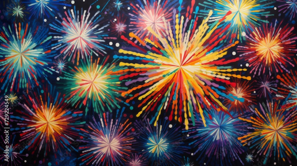 Abstract digital art representing the energy and excitement of fireworks through bold shapes Generative AI Abstract digital art representing the energy and excitement of fireworks through bold shapes Generative AI