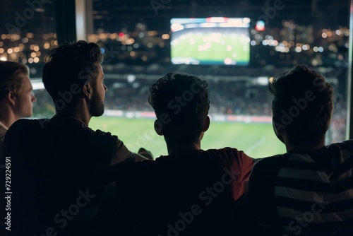 a group of friends watching a tense moment in the game