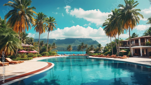 tropical resort with swimming pool © ZOHAIB
