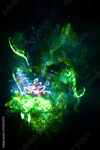 music album cover, abstract silhouette demon