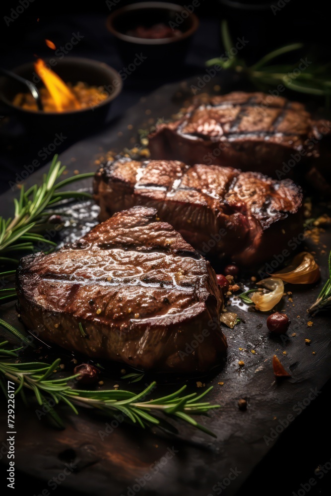 Grilled beef steak with spices. Food Photography Grilled beef steak with spices. Food Photography