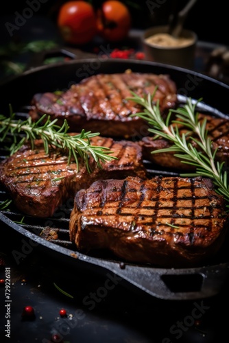 Grilled beef steak with spices. Food Photography