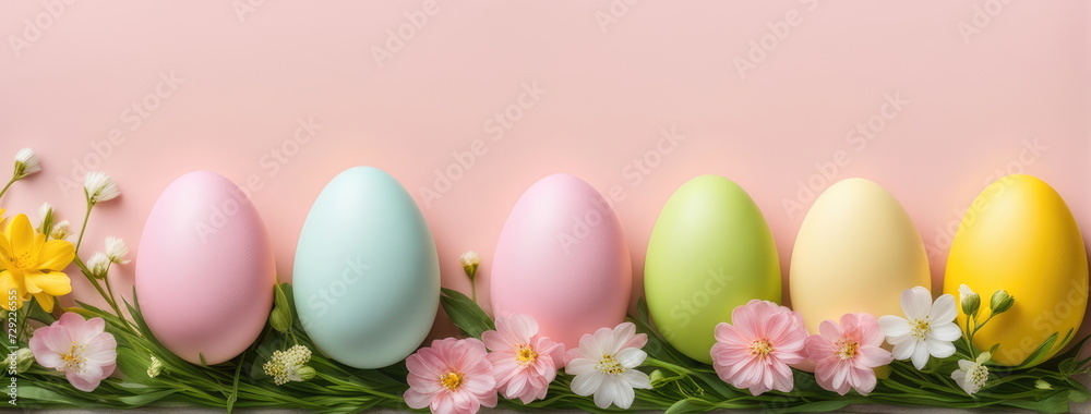 Easter Egg Border with Fresh Spring Blooms Easter Egg Border with Fresh Spring Blooms