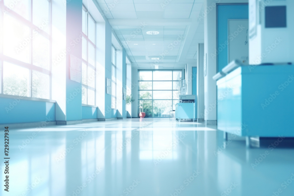 Obraz premium Blurred background of Hospital hallway. medicine concept.
