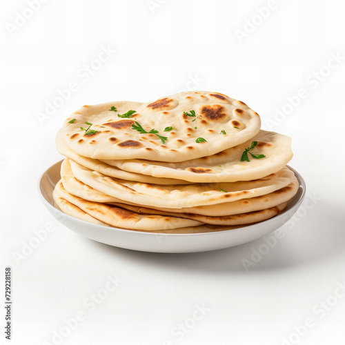 Stack of Freshly Baked Flatbread in Bowl with Parsley Garnish - Culinary Background