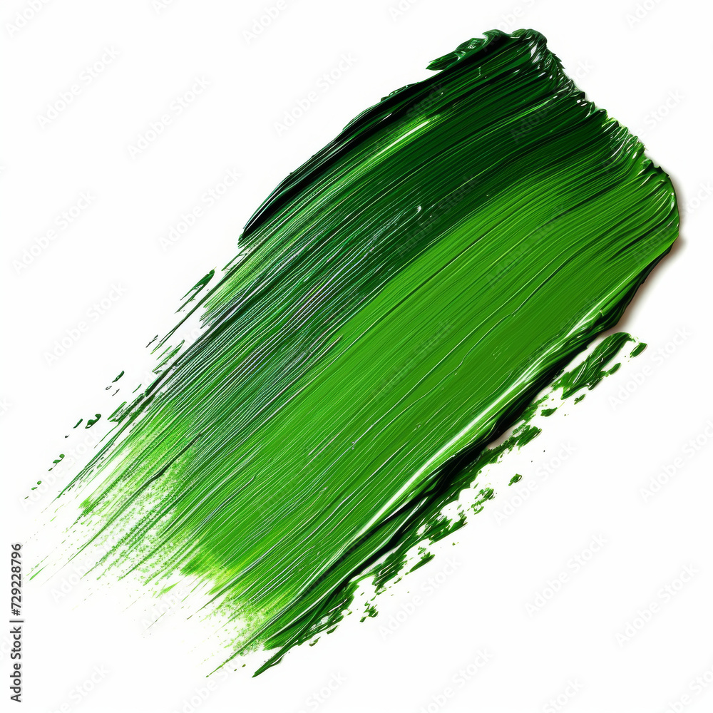 green watercolor brush strokes isolated on a white background