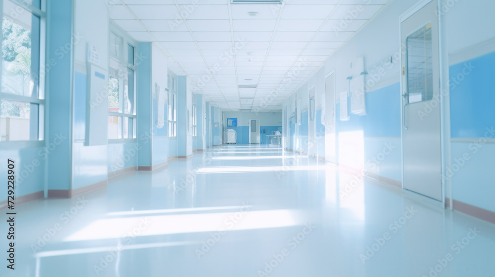 Blurred background of Hospital hallway. medicine concept.