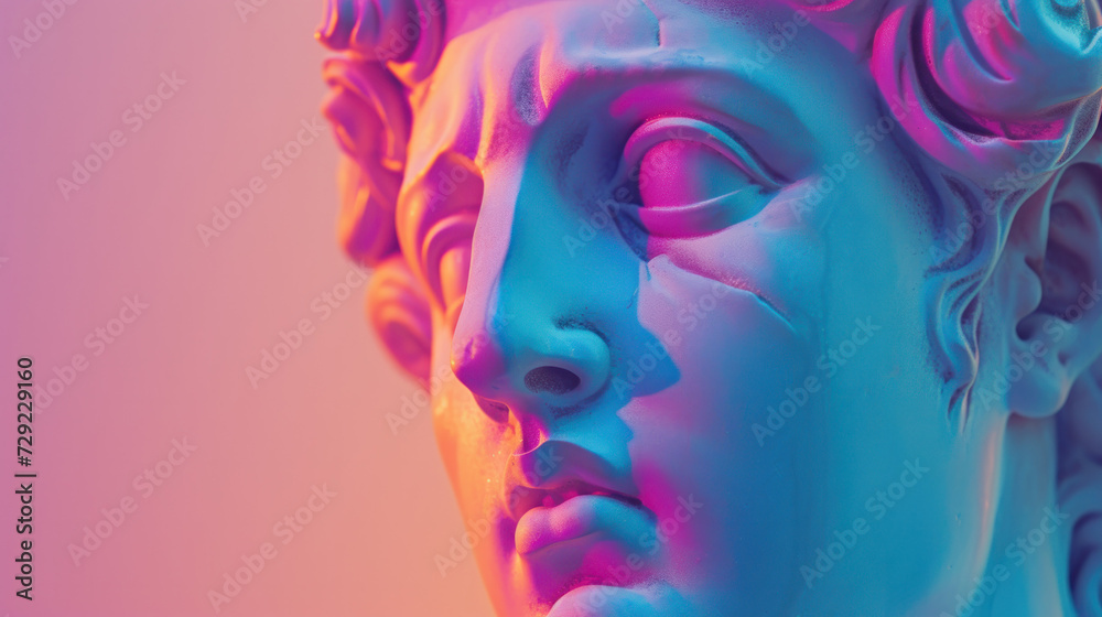 Close-up View of Mans Head Statue