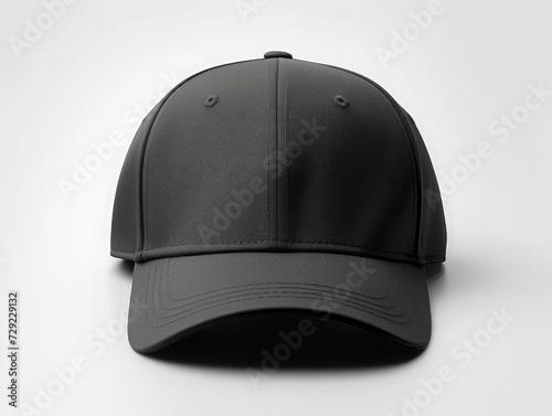 black baseball cap mockup front view, on TRANSPARENT background, PNG