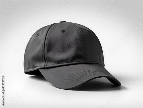 black baseball cap mockup front view, on TRANSPARENT background, PNG