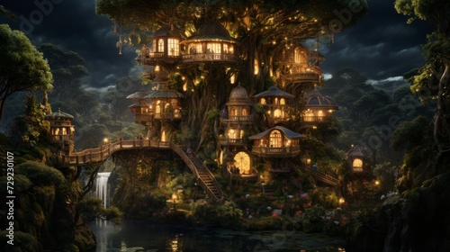 Fairytale tree house Generative AI