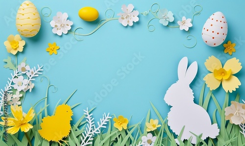 Easter happy background egg banner card holiday bunny greeting spring pattern rabbit. Design happy flower easter background poster basket isolated template 3d cute abstract decoration decor frame