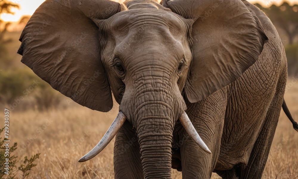 Obraz premium Savanna Sovereignty: Elephant Majesty in Its Native Sanctuary