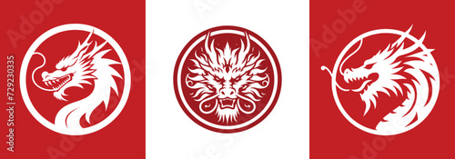 chinese new year dragon head tribal tattoo design, vector, silhouette, logo
