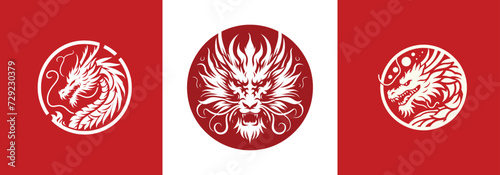 chinese new year dragon head tribal tattoo design, vector, silhouette, logo
