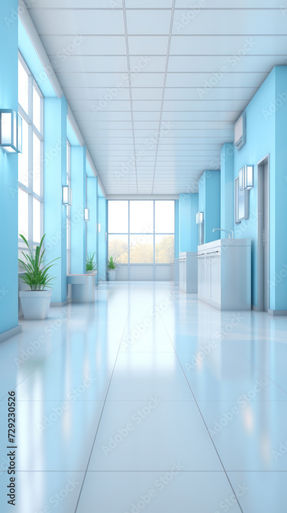 Obraz premium Blurred background of Hospital hallway. medicine concept.