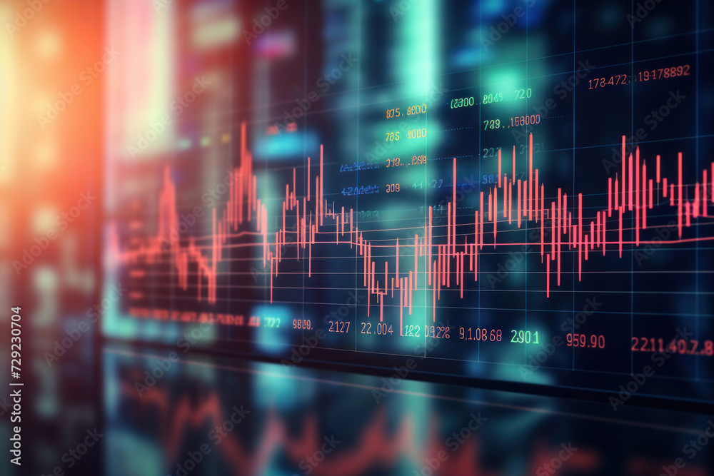 Blurred background of Stock market business concept with financial chart on screen and metropolis. Investment and trading background. Blurred background of Stock market business concept with financial chart on screen and metropolis. Investment and trading background.