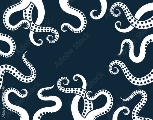 Octopus tentacles. Isolated octopus tentacles on white background