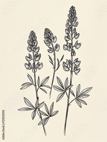 Black and white line drawing of flowers