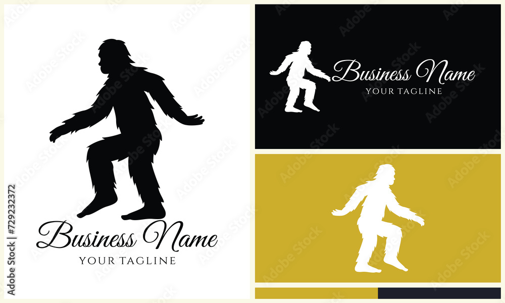 silhouette bigfoot vector logo template