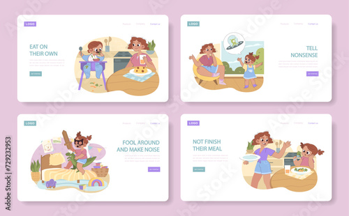Parenting Moments set. Showcases independent eating, storytelling, playful chaos, and unfinished meals. Celebrates the vibrancy and unpredictability of childhood.