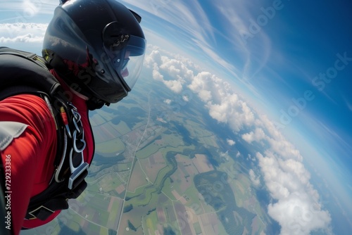 pointofview shot from tandem skydivers helmet cam photo