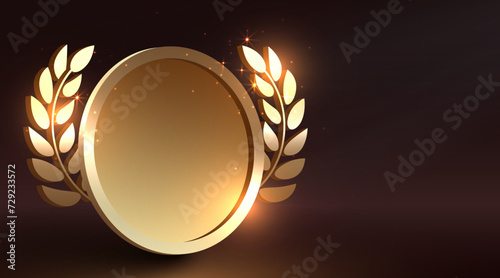 Golden first place award sign. Winners emblem. Best choice medal.