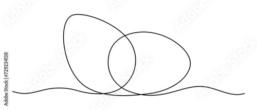 Two eggs single line art abstract drawing. Black and white minimal vector illustration. Hand drawn border or divider.