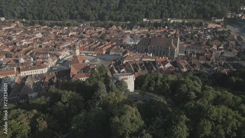 Aerial view of old town center of Brasov, Romania photo