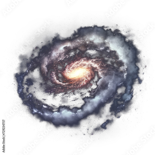 Bright spiral galaxy, transparent background (PNG)	