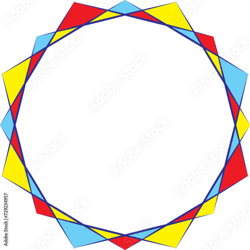 Abstract colored twisted round frames set bright festival design elements