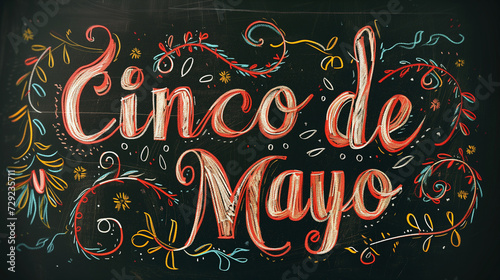 Vibrant Cinco De Mayo Chalkboard Artwork Celebrating the Annual Mexican Holiday photo