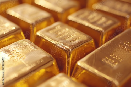 A pile of gold bars stacked on top of each other. Suitable for finance, investments, and wealth-related concepts