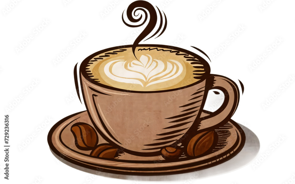Glossy mug with coffee and chocolate brown cream. Transparent background. Glossy mug with coffee and chocolate brown cream. Transparent background.