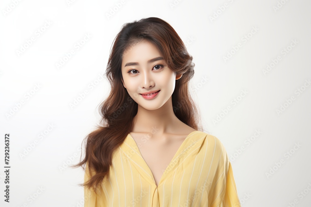 Asian woman exudes relaxation in traditional pajamas, standing gracefully in a serene mood. Generative AI. Asian woman exudes relaxation in traditional pajamas, standing gracefully in a serene mood. Generative AI.