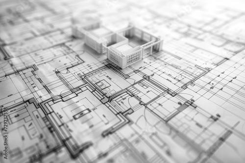 Wallpaper Mural A detailed drawing of a house placed on top of a table. This versatile image can be used for various design projects Torontodigital.ca