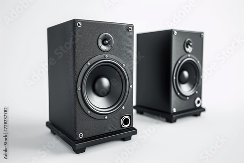 Two speakers placed side by side. Suitable for music-related projects or audio equipment advertisements