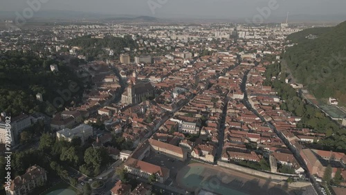 Aerial view of old town center of Brasov, Romania photo