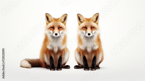 Cunning foxes in an attentive pose. Generative AI