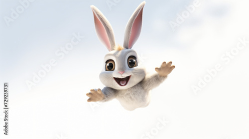 Flying cartoon rabbit
