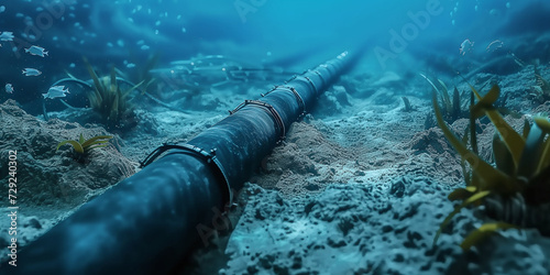 thick internet cable runs underwater