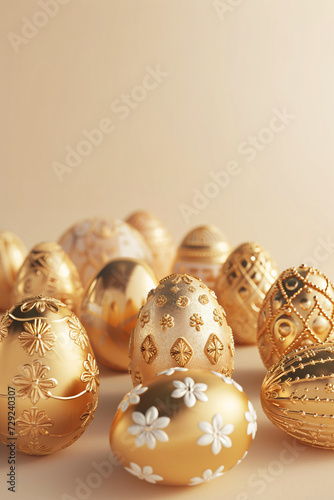 easter golden eggs background with copy space for text, Happy Easter, Pascha, or Resurrection Sunday