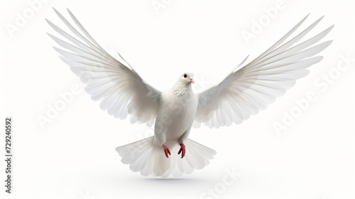 Free flying white dove