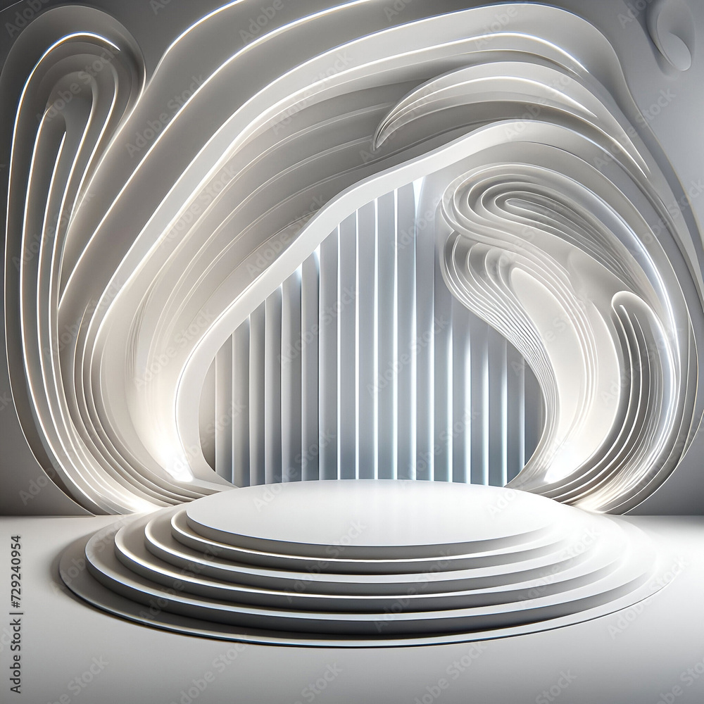 Obraz premium An abstract white stage or podium