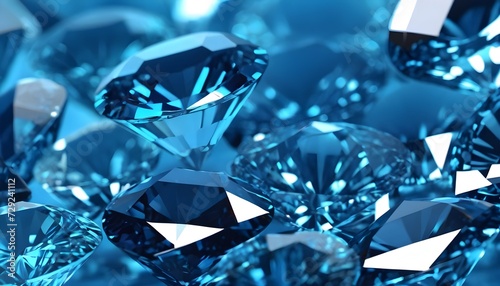 Beautiful background of blue diamonds or gemstones  close up view.