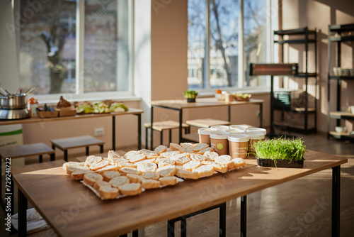 The process of making microgreen sandwiches.